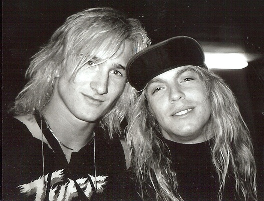 TALK SHITTY TO ME: A pre-mohawk t.Odd with Poison singer Bret Michaels in 1988. A few years later, Bret chased some shit-talkers down the street on the rare occasion that t.Odd was willing to let it slide. 